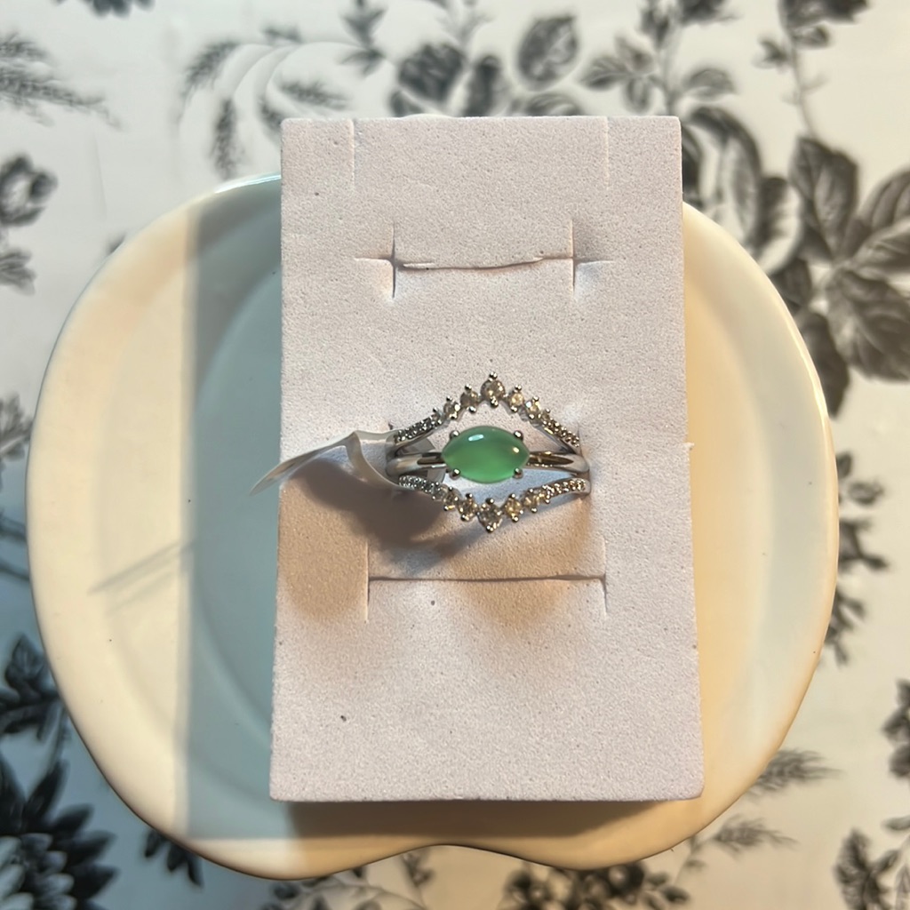 Rbp4674 Blissful Babe Genuine Green Agate Ring